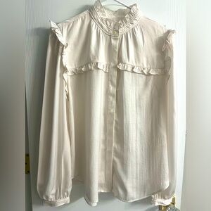 Ann Taylor Round Neck Ruffled Blouse